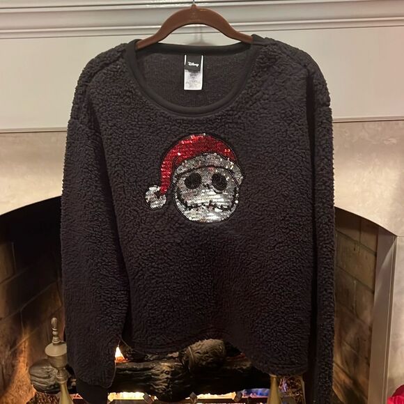 Disney Jack Skellington Nubby Fleece Sherpa Sweatshirt, Size Juniors XXL - Picture 1 of 7